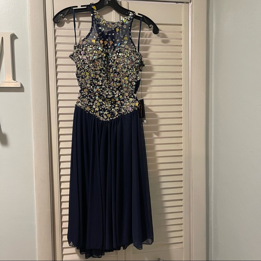 Terani Couture beaded dress, navy blue sz 8 *NWT* short dress